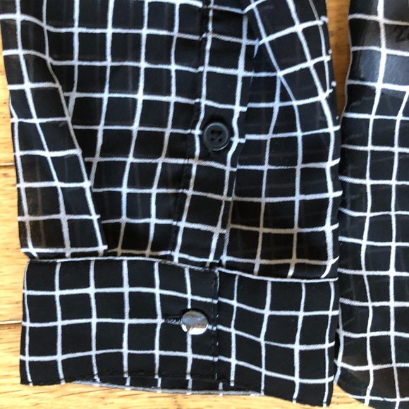 Women's Banana Republic Windowpane Checked Print Sheer Blouse - Picture 5 of 7